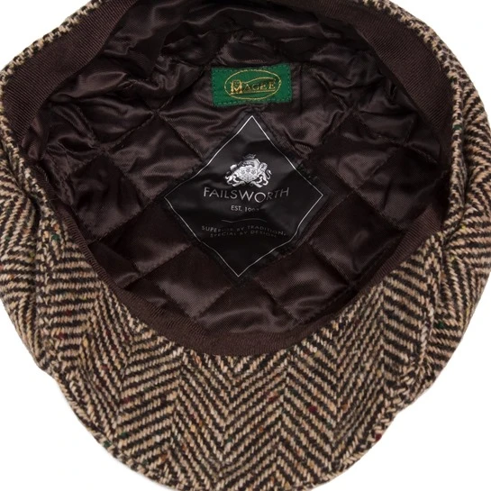 END OF LINE/CLEARANCE 55cm Donegal Tweed Eight Panel Bakers Boy Cap: Thick Flecked Herringbone 3 END OF LINE/CLEARANCE 55cm Donegal Tweed Eight Panel Bakers Boy Cap: Thick Flecked Herringbone - Image 3