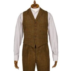 END OF LINE/CLEARANCE Harris Tweed Waistcoat: Autumn Window Pane (SIZE L) -Popular Clothing Store end of line clearance harris tweed waistcoat autumn window pane size l 2