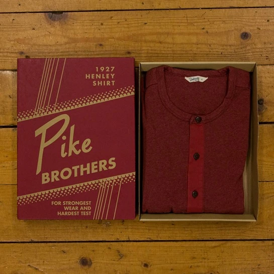 END OF LINE/CLEARANCE Pike Brothers 1927 Henley Shirt: Red (Size S) 1 END OF LINE/CLEARANCE Pike Brothers 1927 Henley Shirt: Red (Size S)