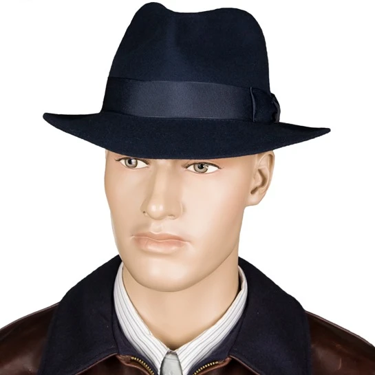 Felt Trilby Hat: Navy 2 Felt Trilby Hat: Navy - Image 2