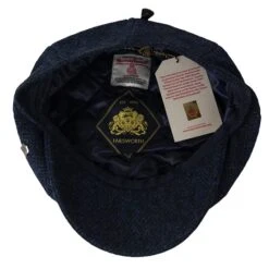 Harris Tweed Eight Panel Bakers Boy Cap: Denim Blue -Popular Clothing Store harris tweed eight panel bakers boy cap denim blue 3
