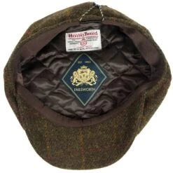 Harris Tweed Eight Panel Bakers Boy Cap: Moss Green -Popular Clothing Store harris tweed eight panel bakers boy cap moss green 2