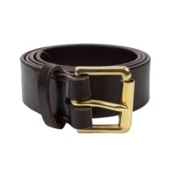 Vegetable Tanned Heavy Duty Belt: Brown/Brass