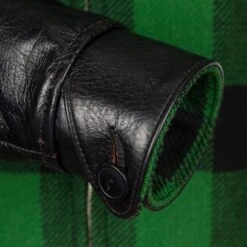 Wool And Leather Half Belt - Buffalo Check -Popular Clothing Store wool and leather half belt buffalo check 4